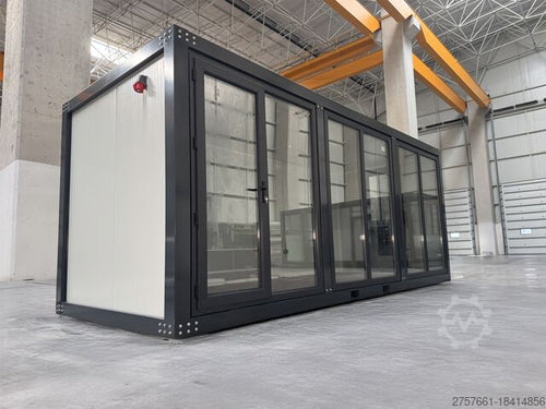 Escritório Móvel de 20 Pés com Estrutura de Aço e Revestimento em Vidro - Pronto a Utilizar