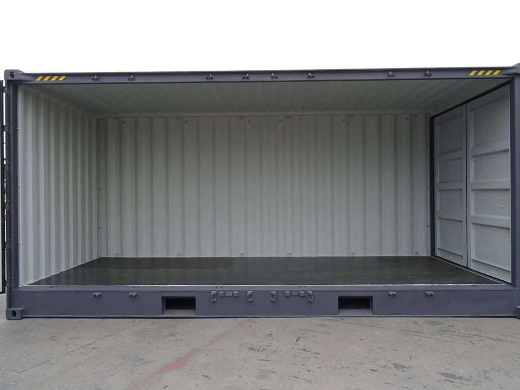 Contentor 20 Pés Open Side Novo - Acesso Fácil e Espaçoso para Armazenamento e Transporte Cinzento