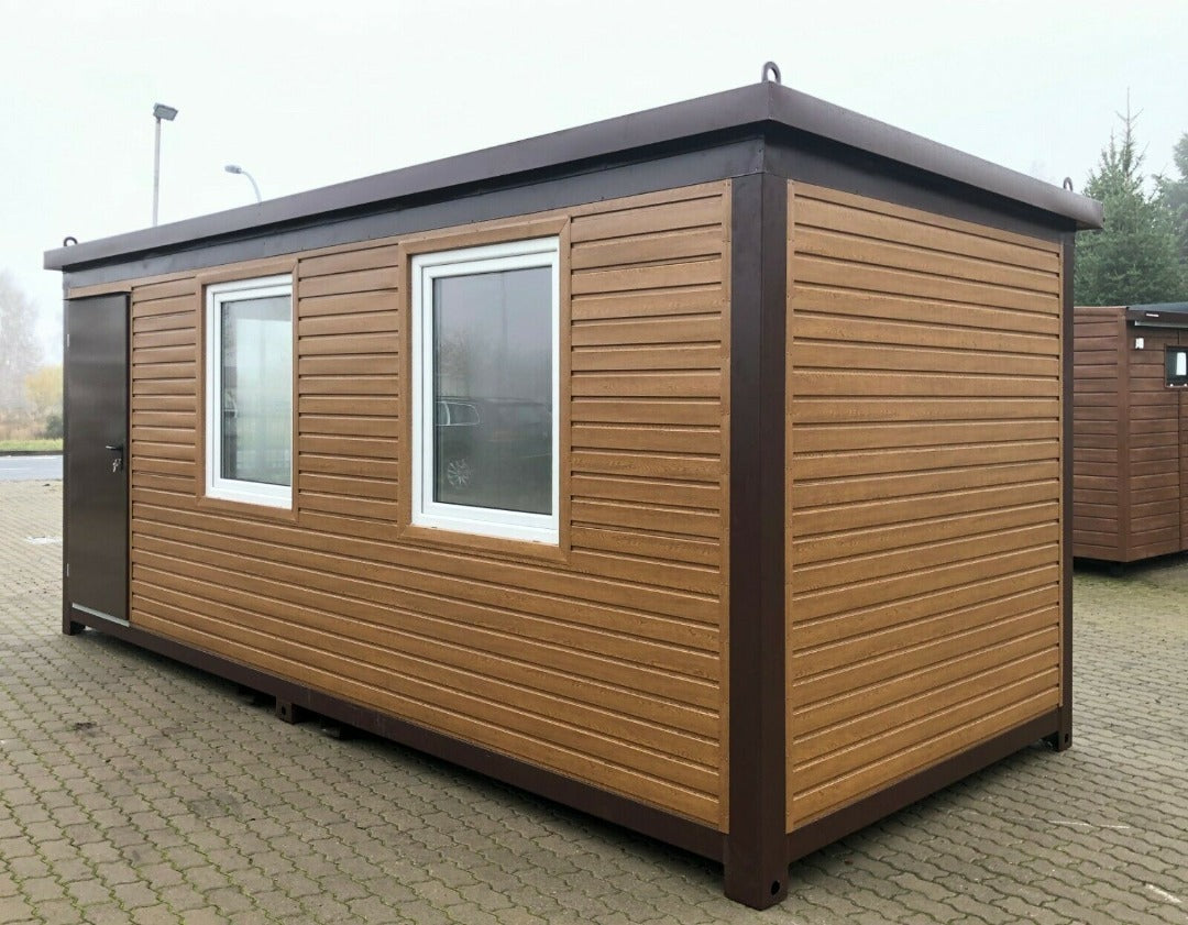 Containers Bureau mobile 20pieds  recouvert en Bois ouvert et vitré sur une largeur largeur