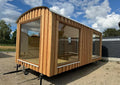 Remorque mobile 4 saisons – 20 x 9 pi – Structure acier, bois et double vitrage