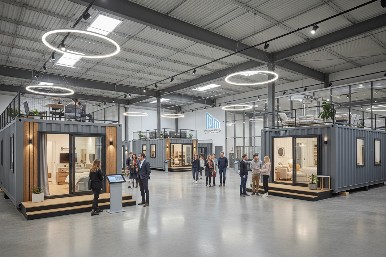 Entrepôt maisons mobiles et conteneurs maritimes